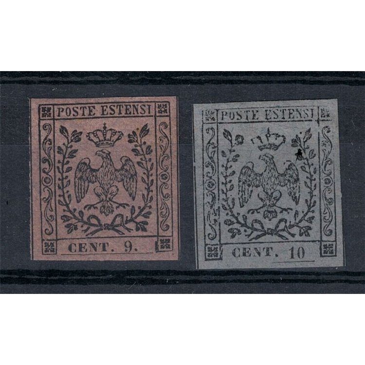 DUKEDOM OF MODENA 1855-57 Tax stamp for newspapers 2v MH*
