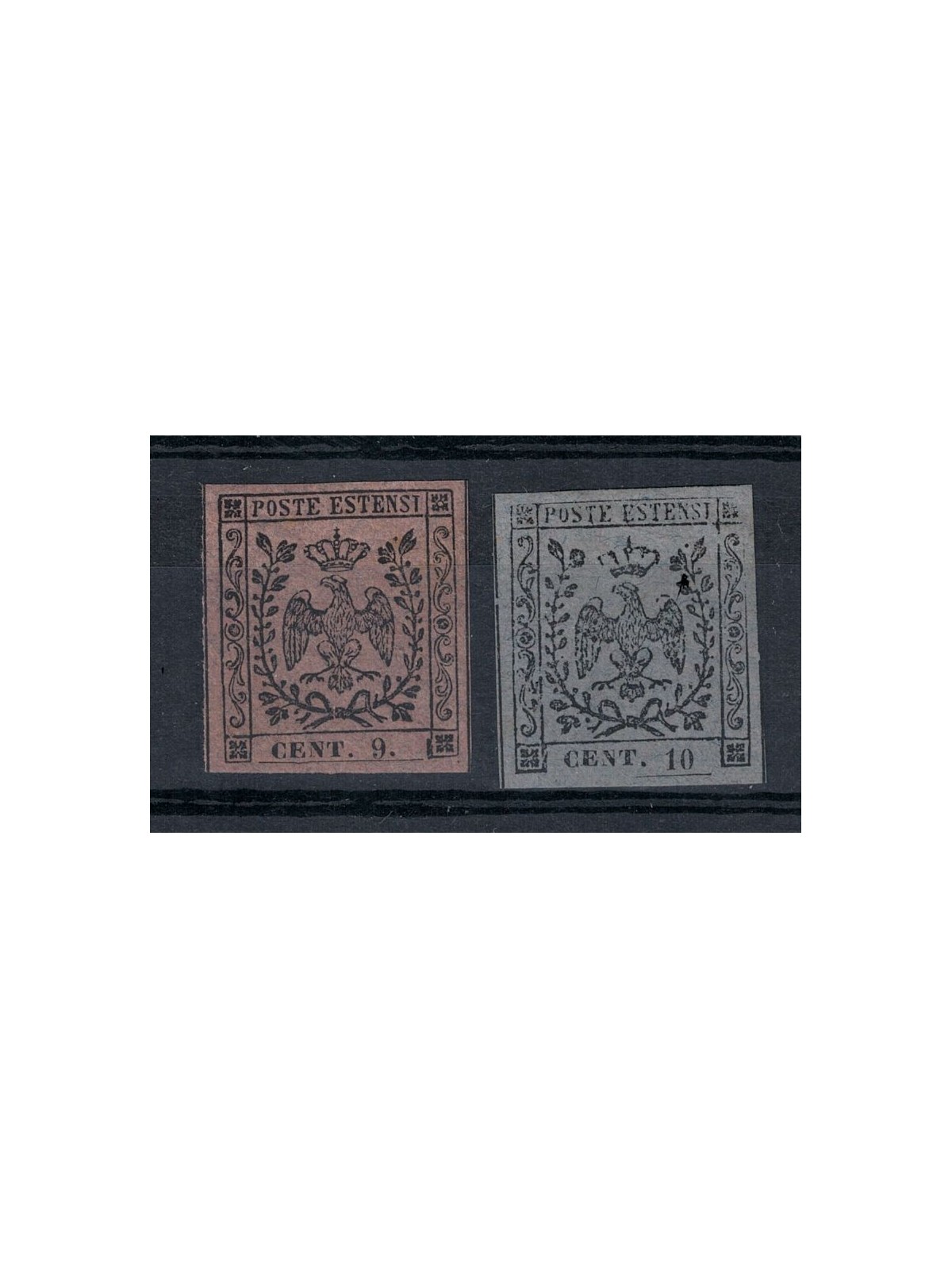 DUKEDOM OF MODENA 1855-57 Tax stamp for newspapers 2v MH*