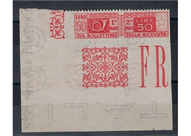 ITALY 1946 Variety 50£ postal parcels (perforated only at the top) MNH**