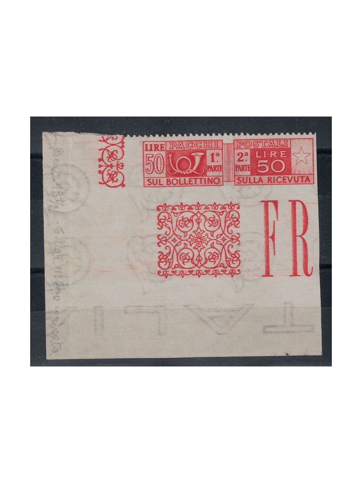 ITALY 1946 Variety 50£ postal parcels (perforated only at the top) MNH**