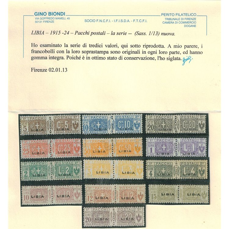 COLONIE LIBIA 1915-24 Pacchi postali 13v MNH** ©