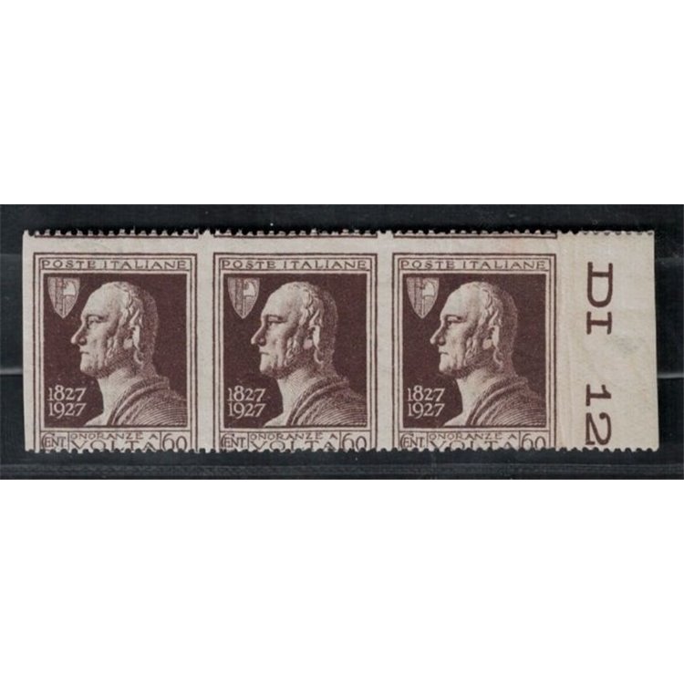ITALY KINGDOM 1927 Alessandro Volta 60c Variety (triplet not perforated) MNH** ©