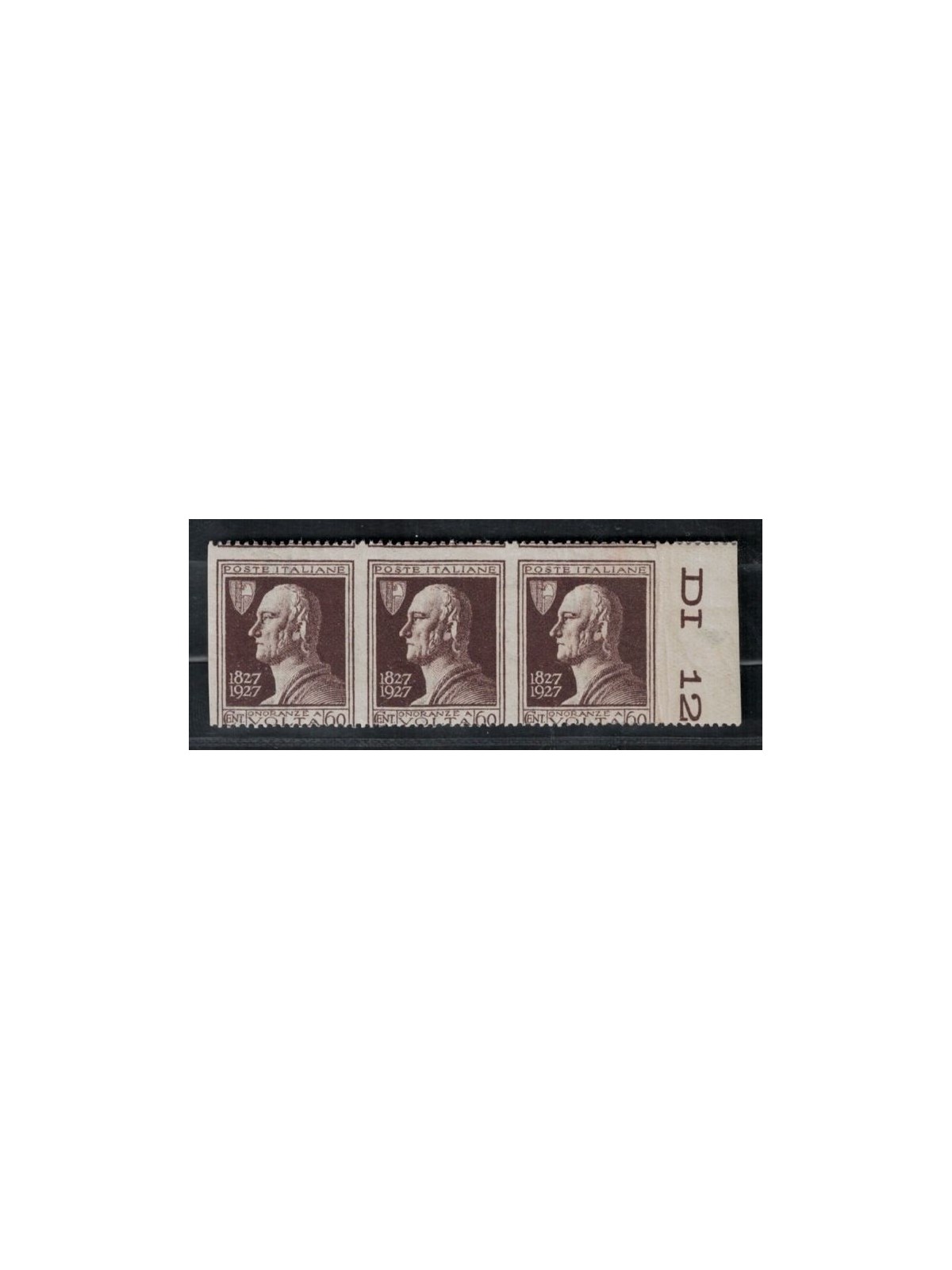 ITALY KINGDOM 1927 Alessandro Volta 60c Variety (triplet not perforated) MNH** ©