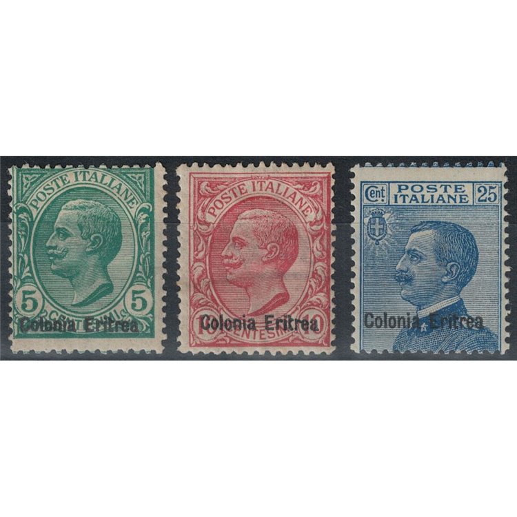 ERITREA 1908-09 Ordinary series 3v MH*