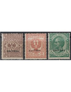 ERITREA 1924 Ordinary series 3v MH*