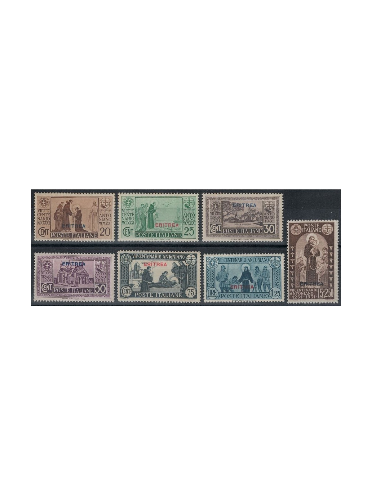 ERITREA 1931 Saint Anthony 7v MH*