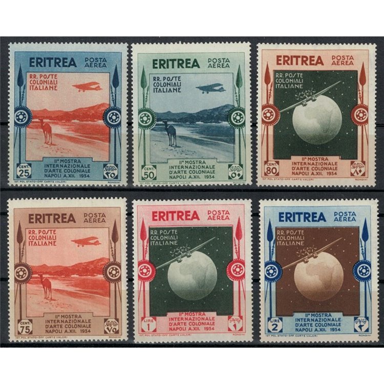 ERITREA 1934 Colonial Art Exhibition (airmail) 6v MH*