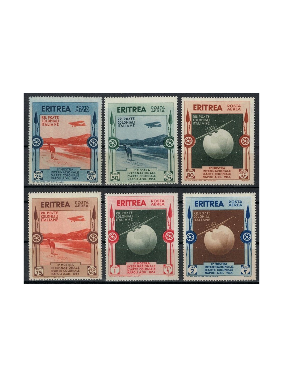 ERITREA 1934 Colonial Art Exhibition (airmail) 6v MH*