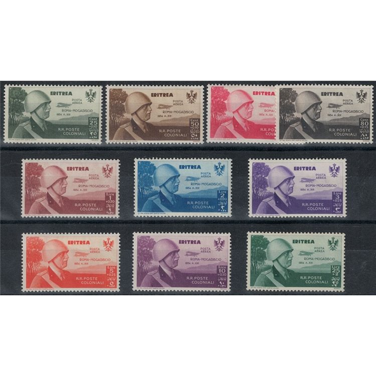 ERITREA 1934 Rome-Mogadishu Flight 10v MH*
