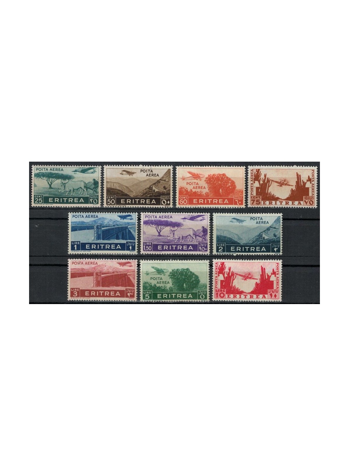 ERITREA 1936 Serie Pittorica (posta aerea) 10v MH*