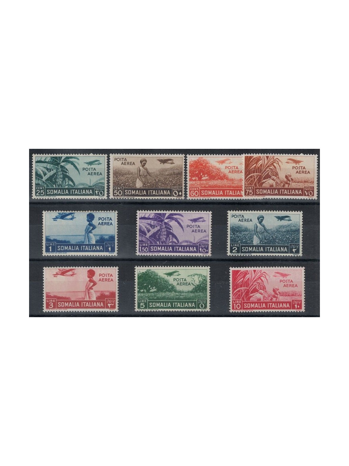 ITALIAN SOMALIA 1936 Pictorial Series (airmail) 10v MH*