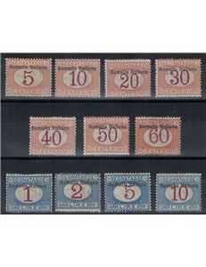 ITALIAN SOMALIA 1909 Tax stamp 11v MH*