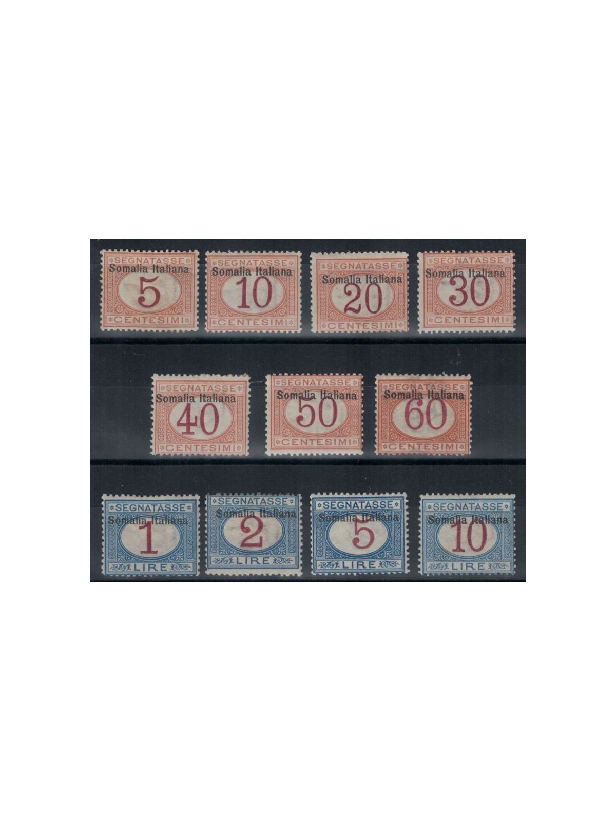 ITALIAN SOMALIA 1909 Tax stamp 11v MH*