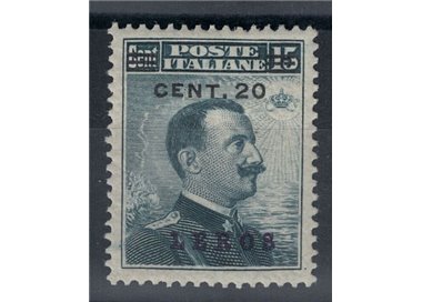 EGEO LERO 1916 20c su 15c grigio nero MH*