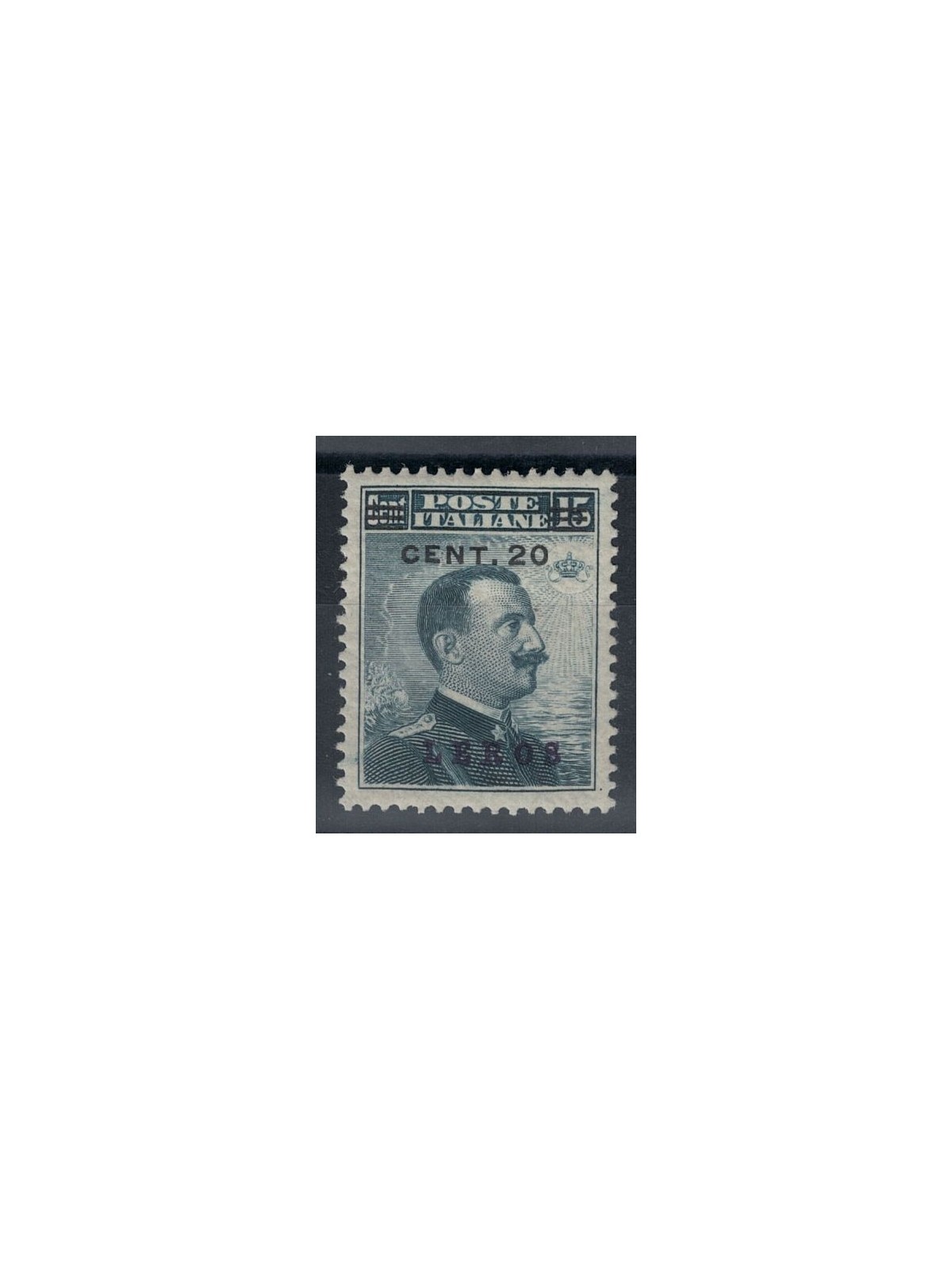 EGEO LERO 1916 20c su 15c grigio nero MH*