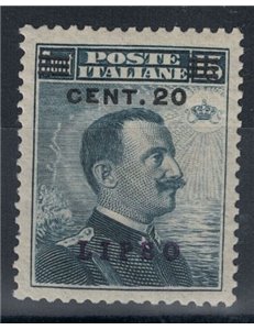 EGEO LIPSO 1916 20c su 15c grigio nero MH*
