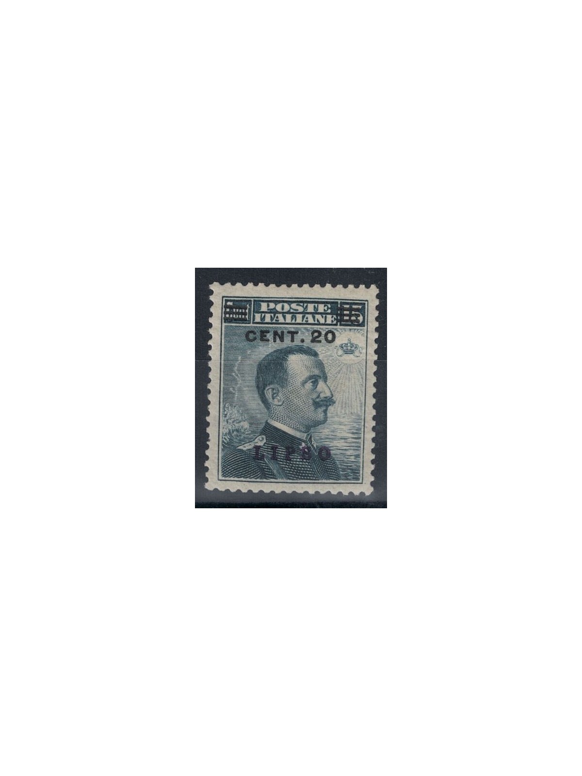 EGEO LIPSO 1916 20c su 15c grigio nero MH*