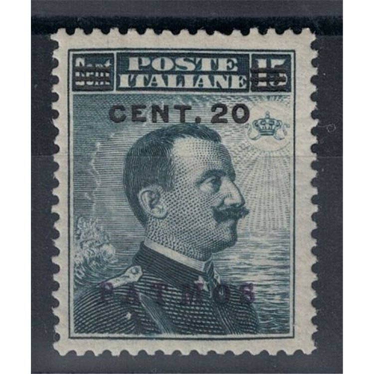 EGEO PATMO 1916 20c su 15c grigio nero MH*