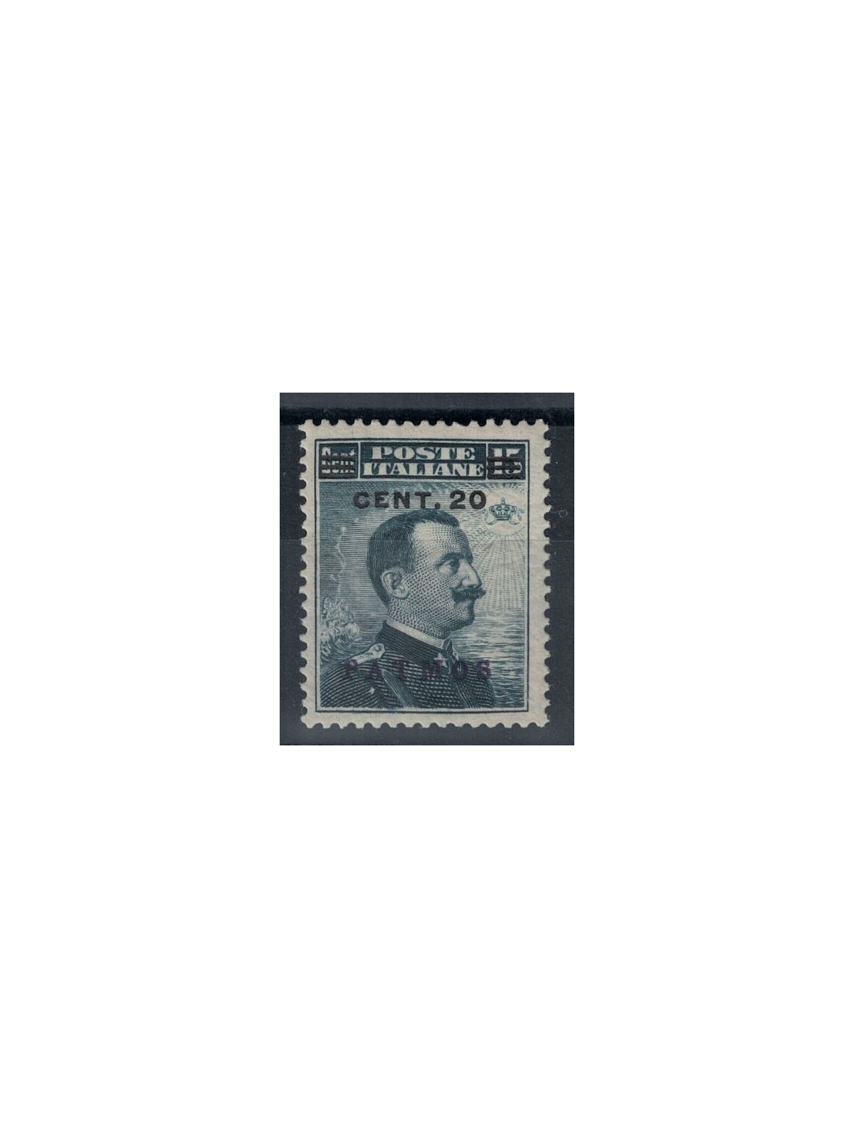 EGEO PATMO 1916 20c su 15c grigio nero MH*