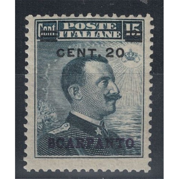 EGEO SCARPANTO 1916 20c on 15c grey black MH*