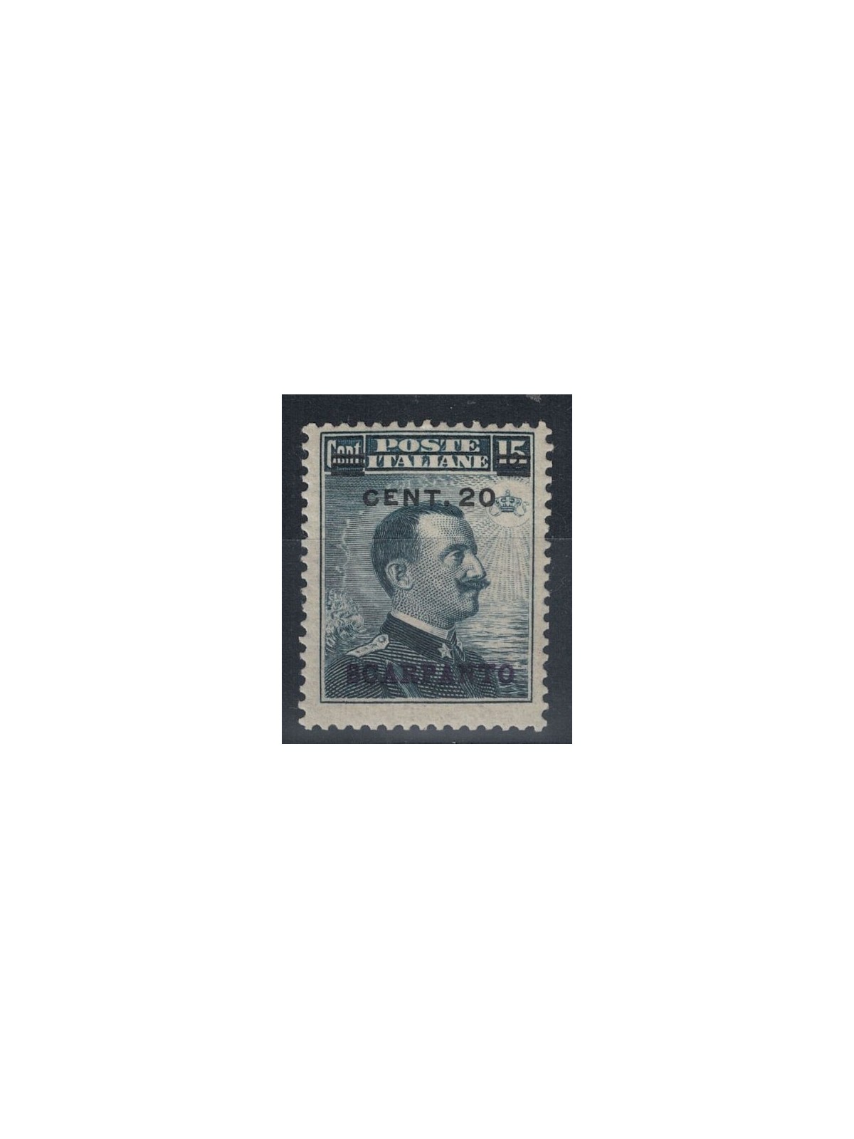 EGEO SCARPANTO 1916 20c on 15c grey black MH*