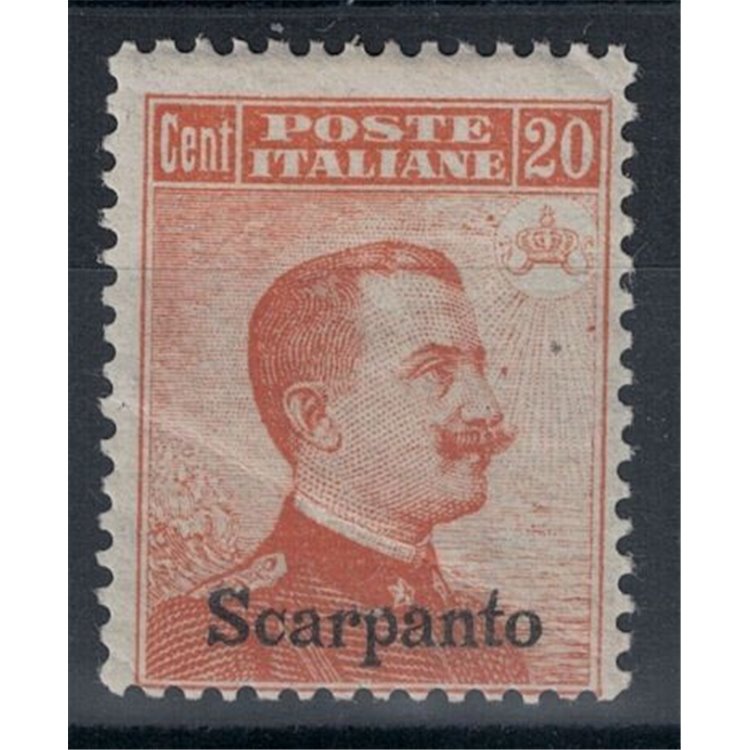 EGEO SCARPANTO 1917 20c orange without watermark MH*
