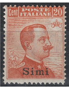 EGEO SIMI 1922 20c arancio filigrana corona MH*