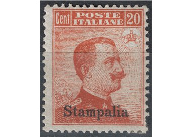 EGEO STAMPALIA 1917 20c arancio senza filigrana MH*