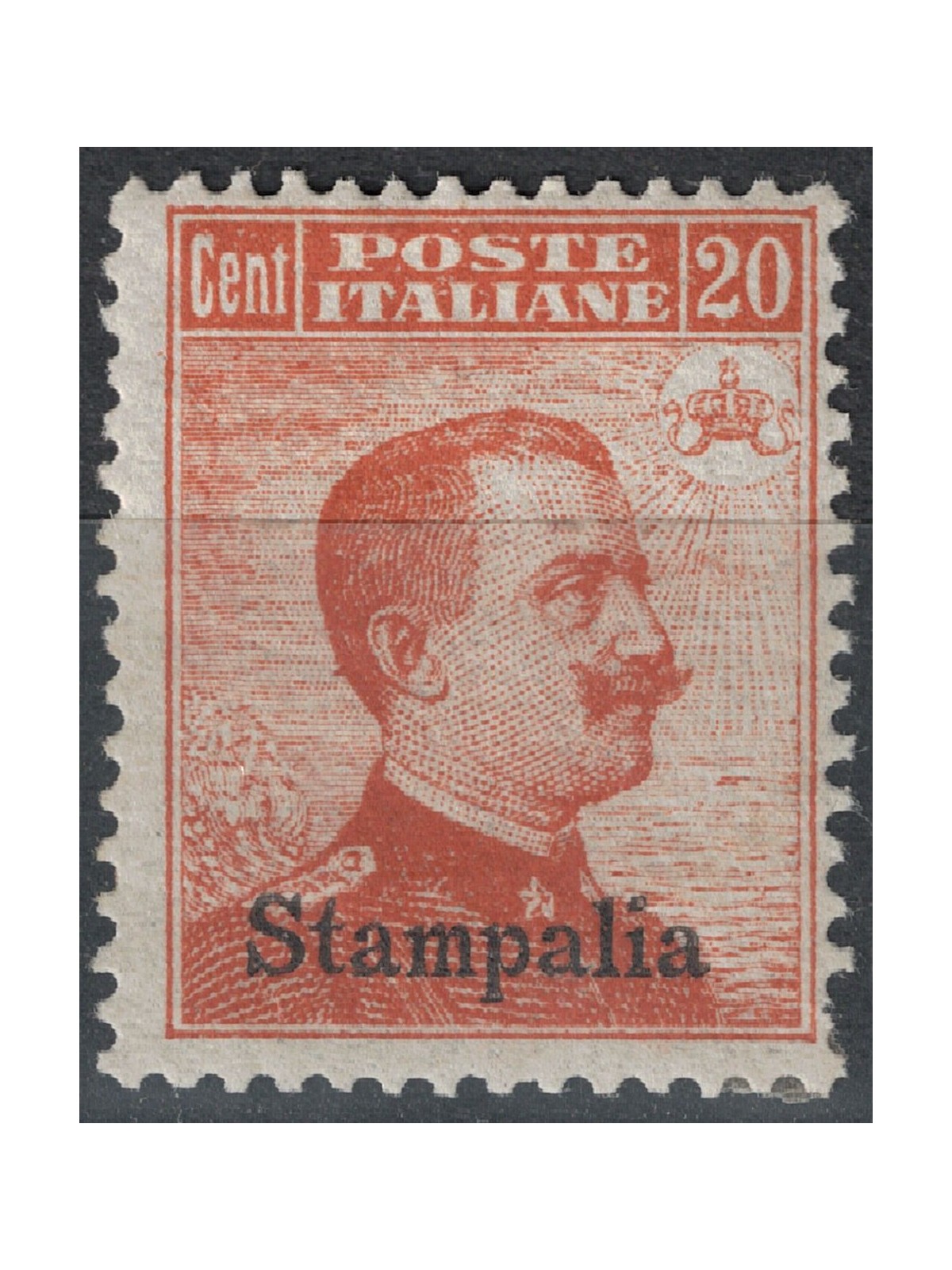 EGEO STAMPALIA 1917 20c arancio senza filigrana MH*