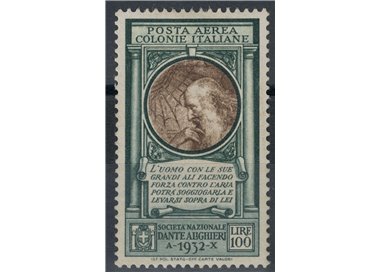 COLONIE EMISSIONI GENERALI 1932 Dante Alighieri £ 100 MH*