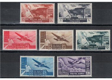 COLONIE EMISSIONI GENERALI 1933 Occupazione Eritrea (posta aerea) 7v MH*