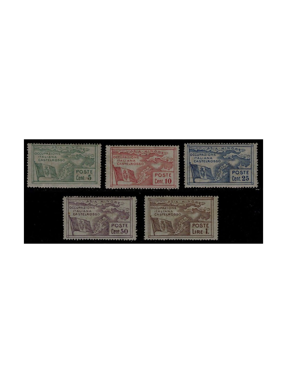 EGEO CASTELROSSO 1923 Occupazione italiana dell'isola 5v MH*