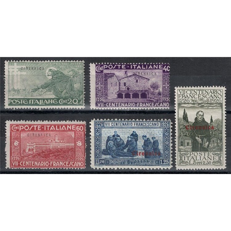 CIRENAICA 1926 St. Francis 5v MH*