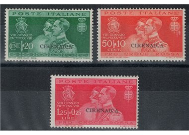 CIRENAICA 1930 Wedding of Prince Umberto 3v MH*