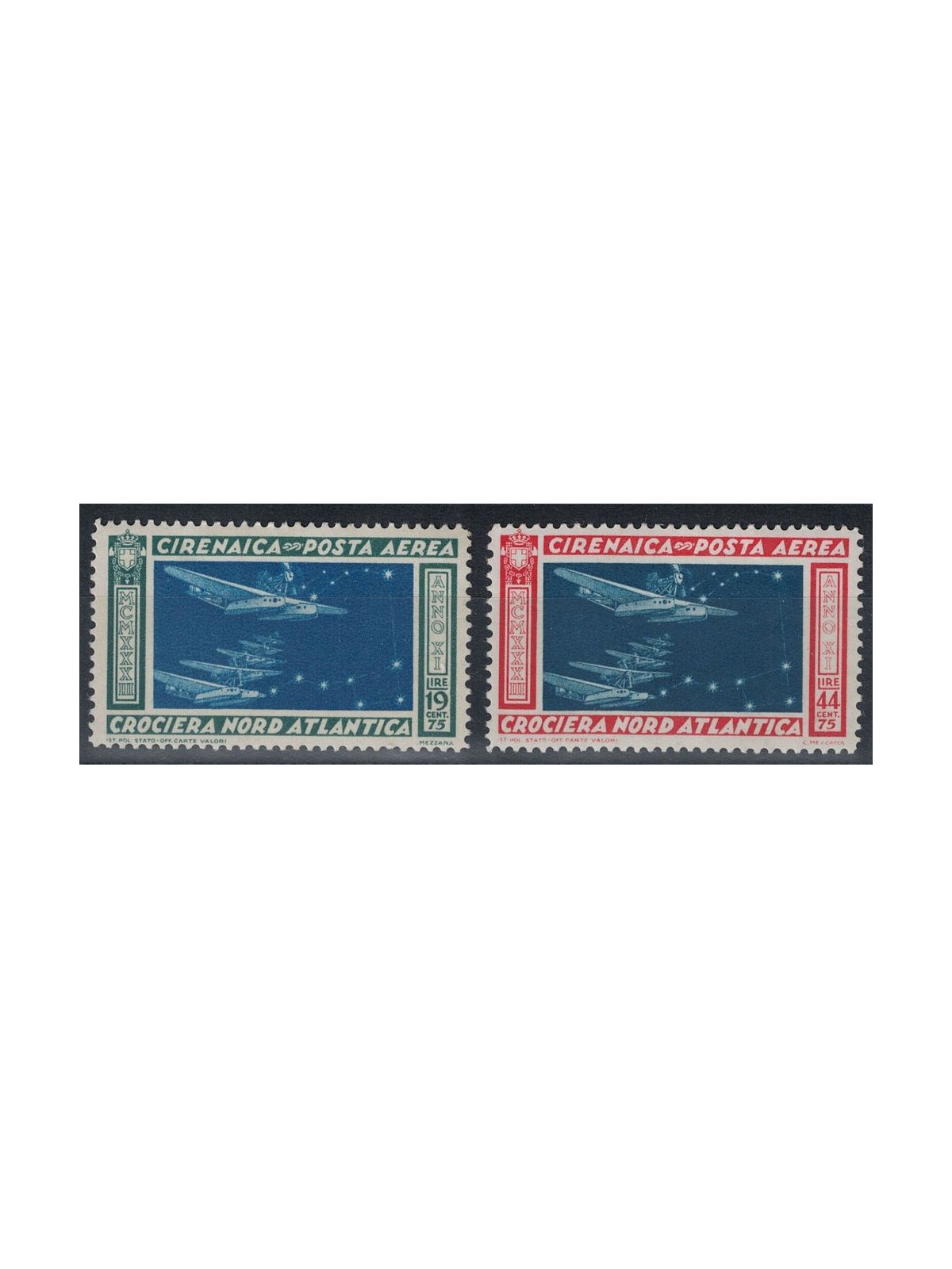 CIRENAICA 1933 Crociera Balbo 2v MH*