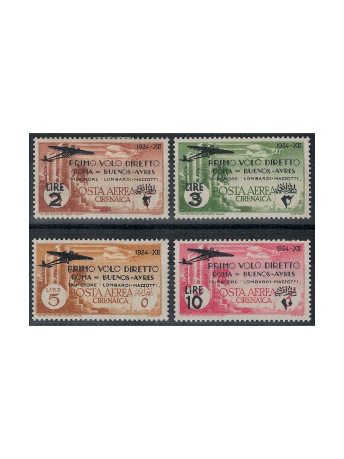 CYRENAICA 1934 Rome-Buenos Aires flight 4v MH*