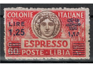 LIBYA 1927-36 Express 1.25£ on 60c (d. 11 blue overprint) MH*