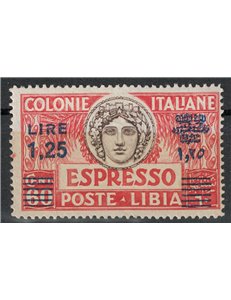 LIBIA 1927-36 Espresso 1,25£ su 60c (d. 14 sopr. azzurra) MH*