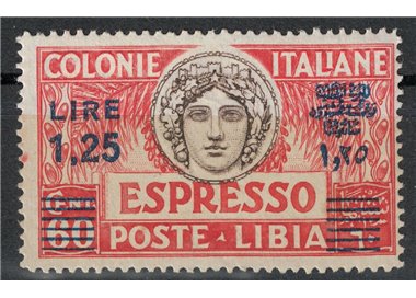 LIBIA 1927-36 Espresso 1,25£ su 60c (d. 14 sopr. azzurra) MH*
