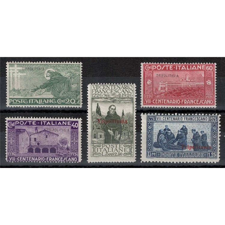 TRIPOLITANIA 1926 St. Francis 5v MH*