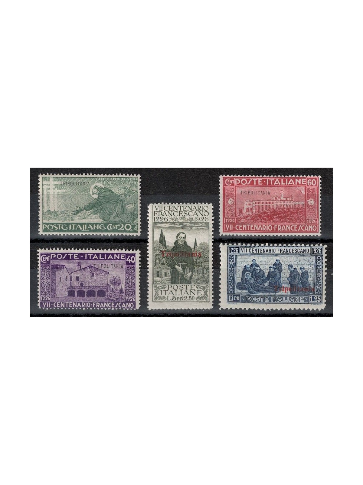 TRIPOLITANIA 1926 St. Francis 5v MH*
