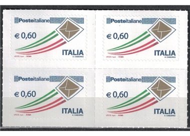 ITALY 2010 Ordinary 0.60 € Gold envelope (in block of four) MNH**