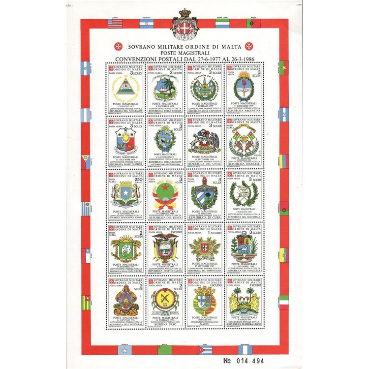 SMOM 1986 Postal Conventions, 1st series s/s MNH**