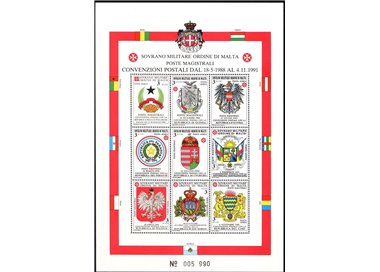 SMOM 1992 Postal Conventions, 3rd series s/s MNH**