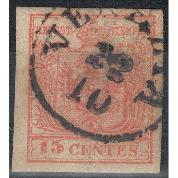 REGNO LOMBARDO VENETO 1850 Coat of arms 15c red 3rd type used