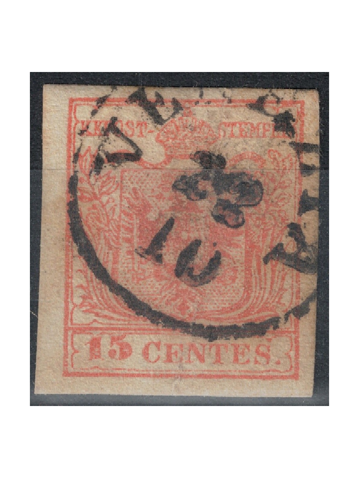 REGNO LOMBARDO VENETO 1850 Coat of arms 15c red 3rd type used