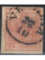 REGNO LOMBARDO VENETO 1850 Coat of arms 15c red 3rd type used