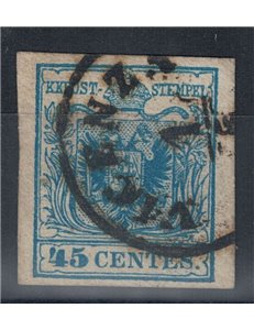 REGNO LOMBARDO VENETO 1850 Stemma 45c azzurro 2° tipo us