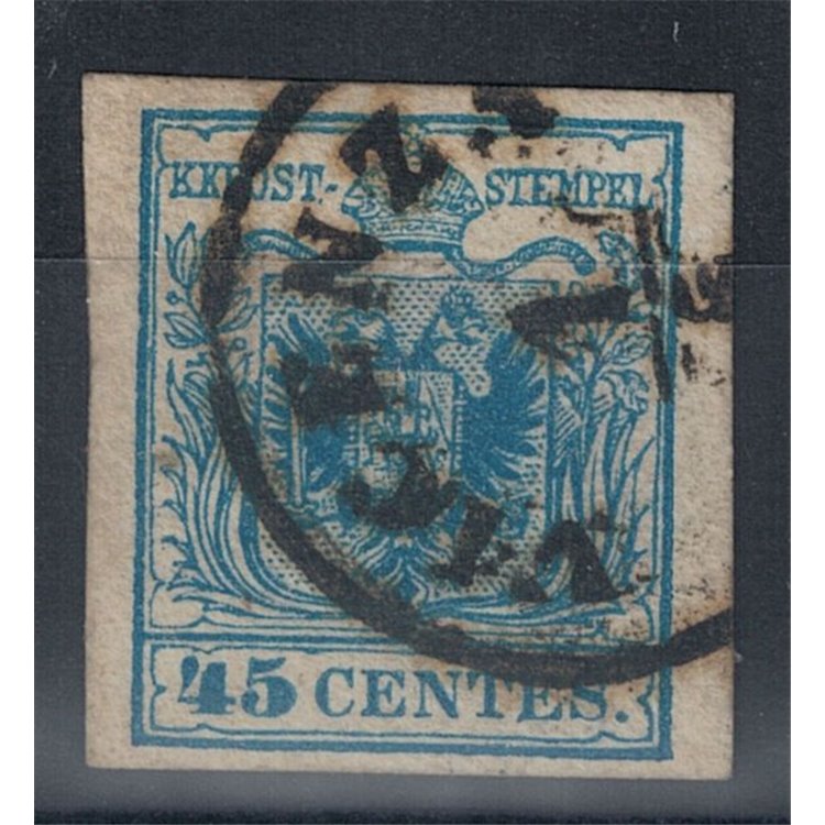 REGNO LOMBARDO VENETO 1850 Stemma 45c azzurro 2° tipo us