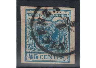 REGNO LOMBARDO VENETO 1850 Stemma 45c azzurro 2° tipo us